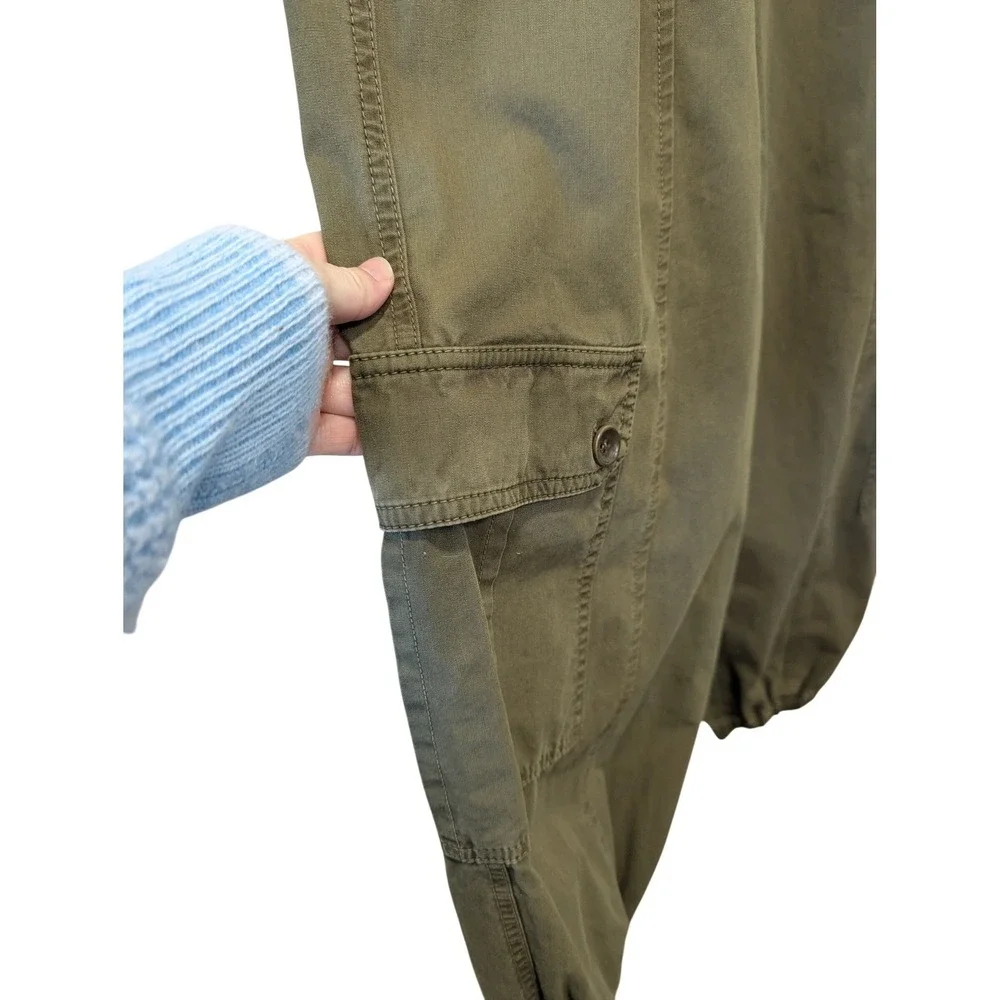 Ulla Johnson Olive Green Alden‎ Cargo Pants Elastic Waist Drawstring Cropped